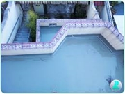 Impermeabilização com ImperSigma Flexível azul 03 em piscinas antes do assentamento de azulejos